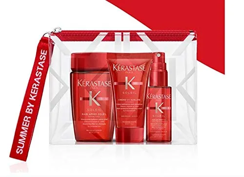 kerastase Kit mini size soleil shampoo 80ml + crema 50ml + spray 45ml + pochette omaggio