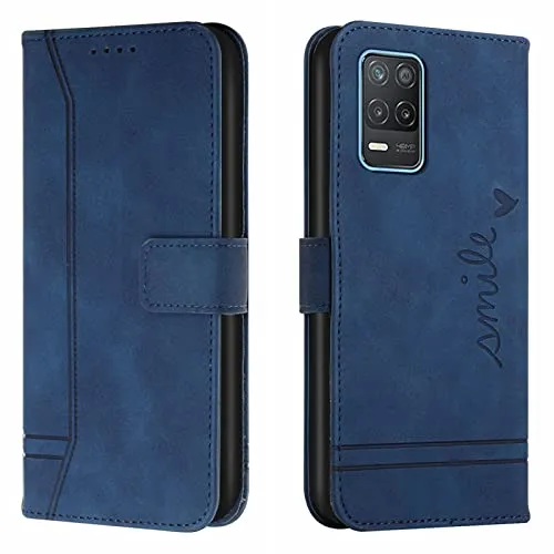 Lihondar Cover per OPPO Realme 8 5G, Custodia OPPO Realme 8 5G Portafoglio, Flip Libro Wallet Case Antiurto Custodia in Pelle PU Premium, Slot per Schede, con Magnetica a Scatto (Blu)