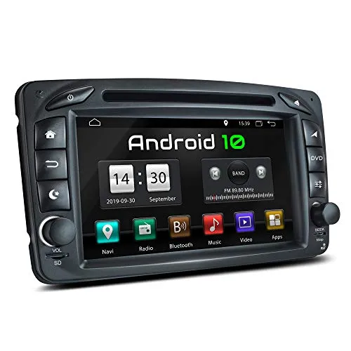 XOMAX XM-07ZA Autoradio con Android 10 adatto per Mercedes Viano CLK Vito I 2GB RAM, 32GB ROM I Navigatore GPS I Supporto WIFI, 4G, DAB, OBD2 I Bluetooth I Touch Screen 7'' I DVD, CD, USB, SD, RDS