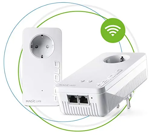 Devolo Magic 2 – kit di Inizio Powerline Wi-Fi (Wi-Fi ac fino a 2400 Mbps, 2 connessioni LAN Gigabit, spina integrato, Mesh Wi-Fi) Bianco