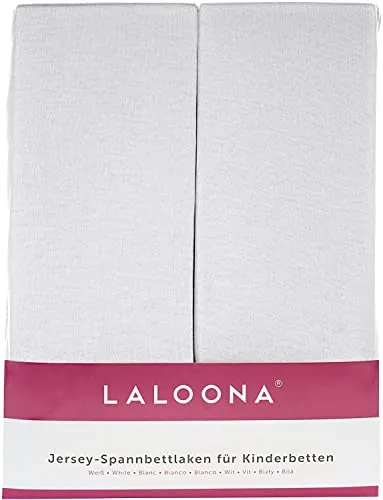 LaLoona - Lenzuolo con Angoli Singolo 60x120 / 70x140 cm - 2x Lenzuolo sotto Culla 100% Cotone Delicato per Lettini e Culle - (Bianco)