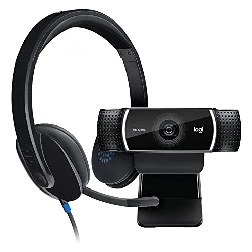 Logitech C922 Pro Stream Webcam + H540 Cuffie Cablate per Computer