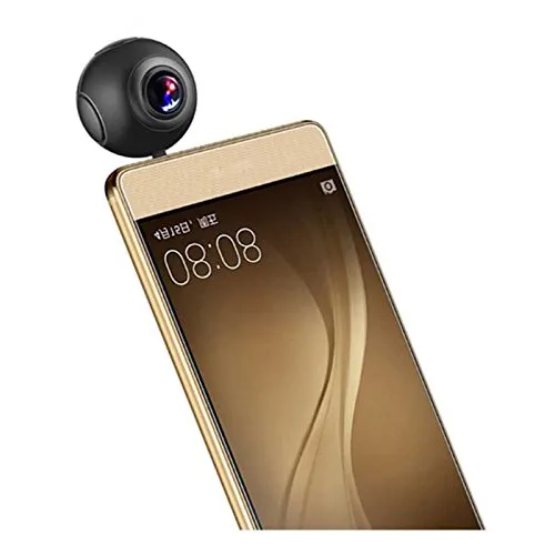 Telecamera HD, 720 gradi, 2048 x 1024, doppia lente, fisheye, panoramica, sostegno VR Mode 360, Action Camera, per telefoni Android