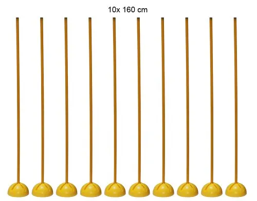 Boje Sport - Set di 10 Supporti a X con 10 aste da 160 cm (2 x 80 cm con Chiusura a innesto) ø 25 mm per Sport di Squadra e Allenamento di coordinazione - Colore: Giallo