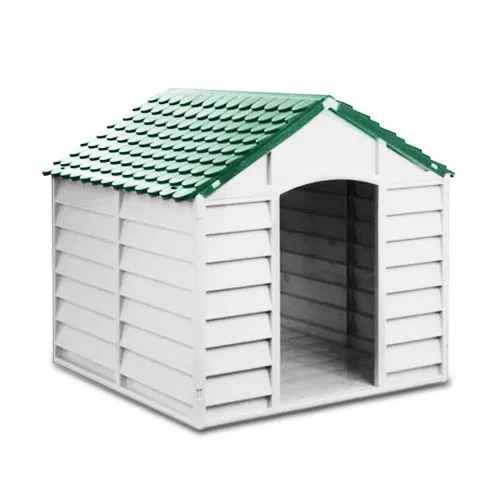 HOMEGARDEN Cuccia per Cani in PVC per Esterno Colore Grigio Chiaro con Tetto Verde