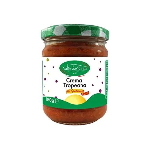 Crema Tropeana, Crema con Cipolle Rosse Peperoncino Calabrese e Olive Verdi Denocciolate, Crema Spalmabile Calabrese per Bruschette Pane Focacce Pizza, Vasetto (180 gr)