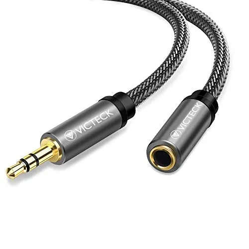 VICTECK Prolunga Jack Cavo 5M, Nylon intrecciato per Audio Stereo 3,5mm Maschio a Femmina, Prolunga Compatibile con Cuffie Beats Apple iPhone iPad iPod Smartphone MP3 ed altri