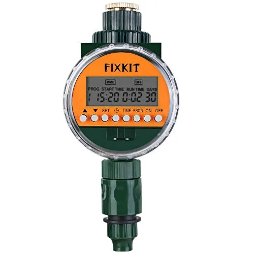 Fixkit Timer Irrigazione Automatica con Sensore Pioggia, ½ e ¾ Connettore per Rubinetto dell'Acqua, Intelligente, Programmatore Irrigazione Fino a 30 Giorni, Impermeabilità IP67, Display LCD