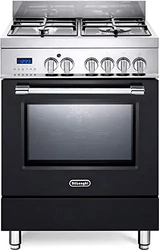De Longhi PRO 66 MA ED Linea Pro - Cucina a gas 4 fuochi con forno elettrico ventilato 60x60 cm colore Antracite