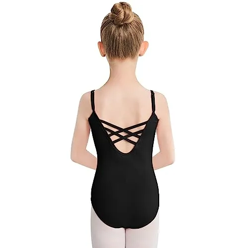 DGSHIRLDJO Body Danza Bambina Donne Abbigliamento da ballo con cinghie regolabili Balletto Body Leotards Ragazze Ginnastica Leotards (140, Nero)