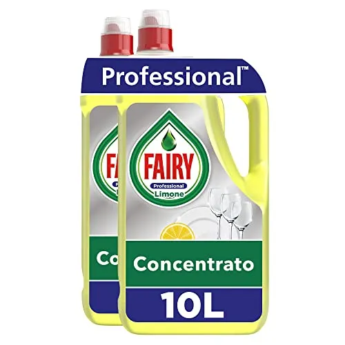 Fairy Professional Detersivo Piatti a Mano, Limone, 10 L (2 x 5000 ml), Maxi Formato, Scioglie il Grasso Facilmente