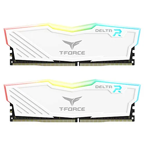 TEAMGROUP Team T-Force Delta RGB DDR4 Gaming Memory, 2 x 16 GB, 3600 Mhz, 288 Pin DIMM, White