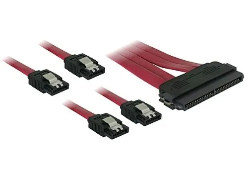 DeLOCK Cable SAS 32pin > 4X SATA Metal (SFF 8484-4X SATA) 50cm 0.5m Rosso Cavo SATA