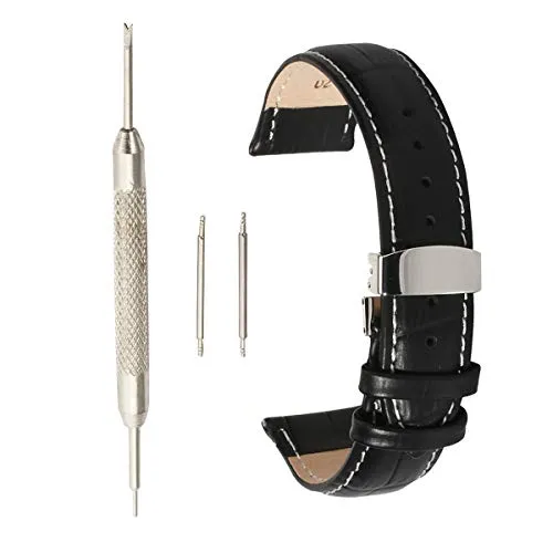 braccialetto uomo orologio di cuoio di vigilanza cinturino in banda 28mm a sgancio rapido fibbia chiusura distribuzione