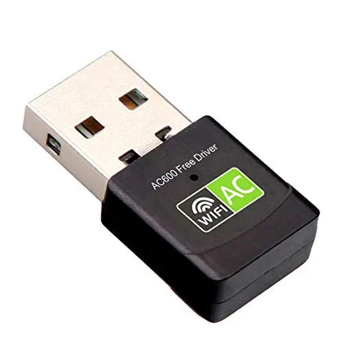Chiavetta WiFi USB Adattatore Dual Band 2.4G/5GHz AC 600Mbps, Antenna Ricevitore WiFi per PC fisso, Portatile, Tablet - Realtek Chipset - 802.11ac (Driver Free) Inivech