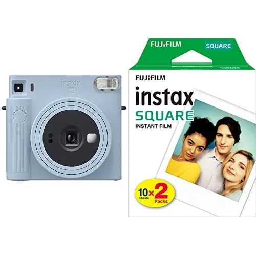 Fujifilm Instax Square Sq 1 Glacier Blue | Fotocamera A Sviluppo Istantaneo | Modalità One-Touch Selfie & SQUARE Film Pellicola Istantanea, Formato Quadrato, 62x62 mm