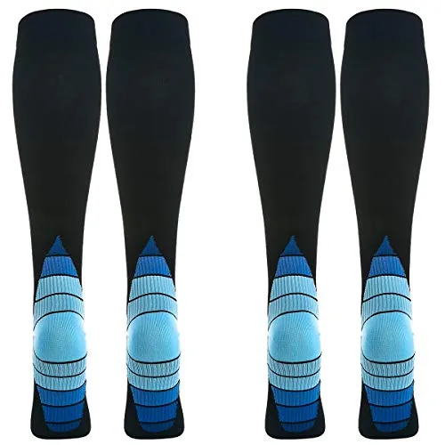 2 Paia di Calze a Compressione Graduata per Uomo E Donna, per Sport, Running, Corsa, Escursioni, Ciclismo, Giri in Bici, Sportive, Gravidanza, Viaggi in Aereo (EU 43-46, Blu - 2 Pairs)