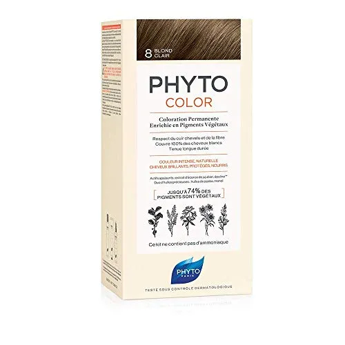 Phyto Phytocolor 8 Biondo Chiaro Colorazione Permanente senza Ammoniaca, 100 % Copertura Capelli Bianchi