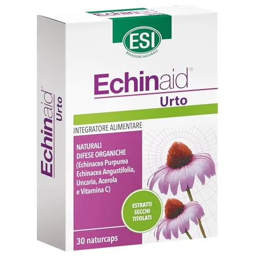 ESI - Echinaid Urto, Integratore Alimentare con Echinacea, Vitamina C e Acerola, Favorisce le Difese Immunitarie Contro Malanni Tipici della Stagione Invernale, Senza Glutine e Vegan, 30 Naturcaps