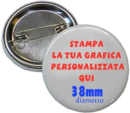 magicostore 6 Spille da 38mm Spilla SPILLETTE Pins Personalizzate con Il Tuo Logo - Grafica