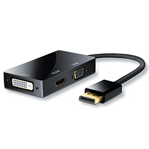 CSL - Adattatore DisplayPort a VGA e HDMI e DVI - PC e Mac - contatti placcati in Oro - HDTV 1080p Full HD - Plug e Play