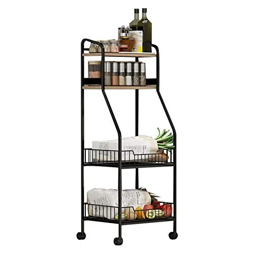 PPBB Carrello Portaoggetti, Utility Metallo Spesa, Cucina Scaffale, Rack Domestica Bagagli, Mobili 4 Tier Bagagli Carrello, Risparmiare Spazio, Stabile E Durevole,M