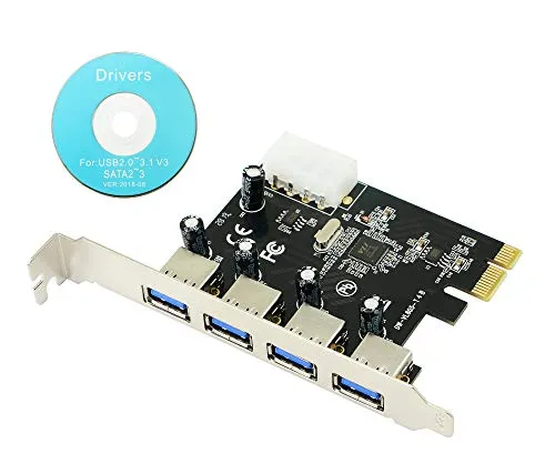 CERRXIAN - Scheda Controller PCIe Express a 4 Porte USB 3.0, Scheda di interfaccia USB 3.0, Driver Modello, hub USB Interno
