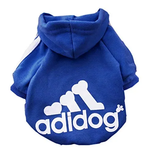 Scheppend Adidog Pet Dog Clothes Cappuccio Invernale Cappotto Cat Puppy Felpa Abbigliamento in Cotone per Cani di Taglia Piccola(S,Blue)