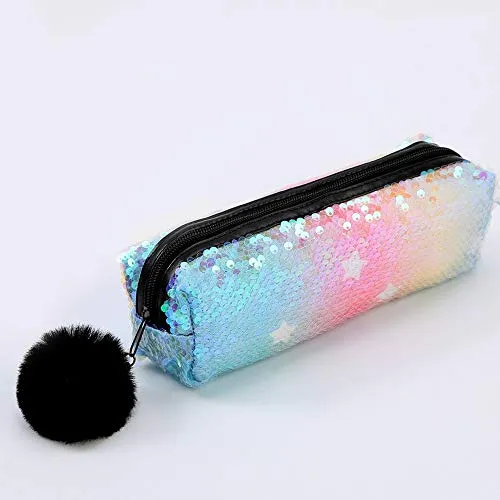 Cosmetic Bag Mermaid Spirale Reversibile Paillettes Pencil Case Studenti Portatile Doppio Colore for Le Ragazze delle Donne della Borsa della Borsa Make Up Pouch con Chiusura Zip (Color : Colorful6)