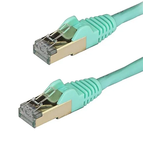 STARTECH.COM 6ASPAT1MAQ Cavo di Rete Ethernet CAT6a, STP, RJ45, Schermato, Antigroviglio, 1 m, Turchese