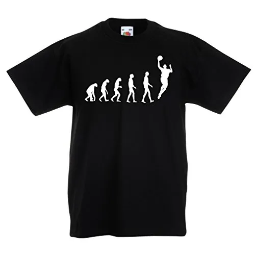 lepni.me T-Shirt per Bambini Evolution Basketball - Street Basket, Adoro Questo Gioco, Grande Regalo per i Fan (9-11 Years Nero Bianco)