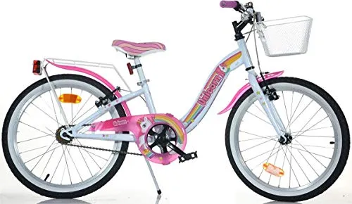 BICICLETTA DINO BIKES BIMBA BICI MISURA 20 UNICORN PASSEGGIO 1V senza CAMBIO BAMBINA ART. 204 R-UN, BIANCO ROSA