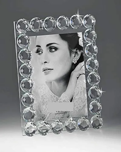 MAZZOLA LUCE Cornice portafoto Orizzontale Verticale da Tavolo Foto 13x18 cm Vetro Cristalli Trasparente