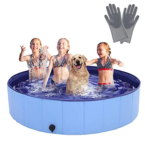 Richino Piscina per Cani, Gatti, Bagno per Cani, Piscina Piegevole, Antiscivolo in PVC, Resistente all'Usura (160 x 30 cm)