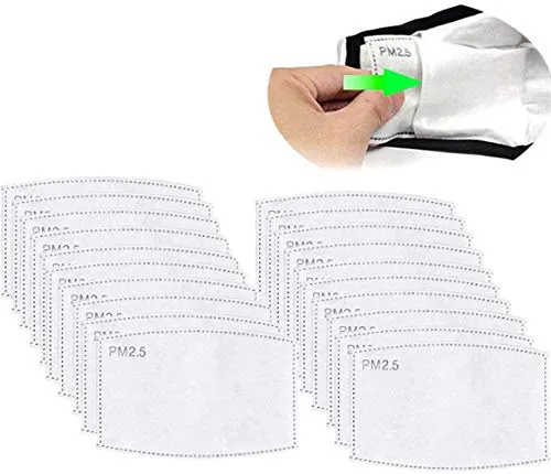 100Pcs Filtro a Carbone Attivo PM2,5, 5 Strati sostituibili Anti-Appannamento,Filtro Protettivo per Bocca per Esterni