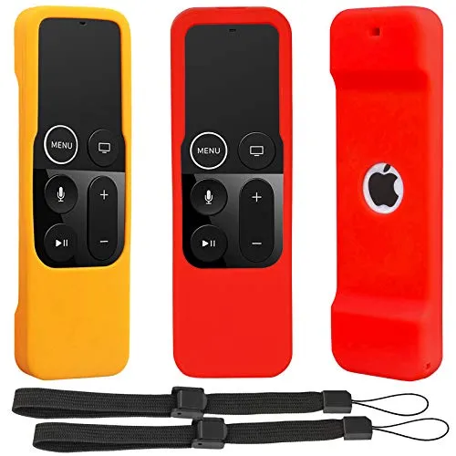 Pinowu - Custodia in silicone per Apple TV 4K / 4a generazione, leggera, antiscivolo e sicura, per telecomando Apple TV 4K Siri Rosso e arancione.