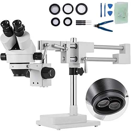 VEVOR Microscopio Stereo Simul-Focale 3.5X-90X Microscopio Stereo Trinoculare 360 ° Orientabile con Doppio Braccio