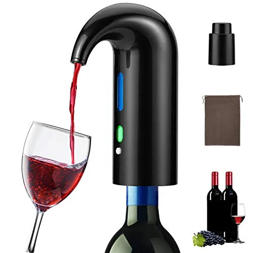 Aeratore di Vino Elettrico , Decanter Portatile One-touch Wine Pourer , Distributore di Ossidante per Vino con Ricaricabile USB , Accessori per Vino Rosso per Viaggi , Casa e Bar (Black)