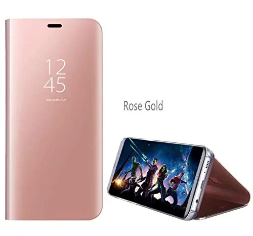 Custodia per Samsung Galaxy S10 Plus-con supporto e funzione specchio/flip cover/design fashion/protezione a schermo intero-Oro Rosa