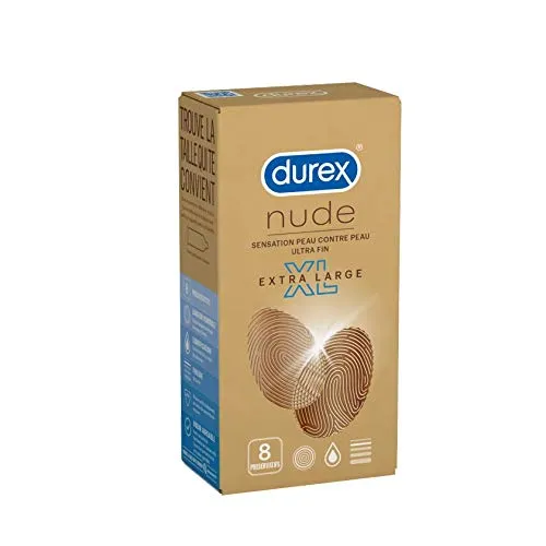 Durex – Preservativi Nude XL – 8 Preservativi Extra sottili e Extra Large