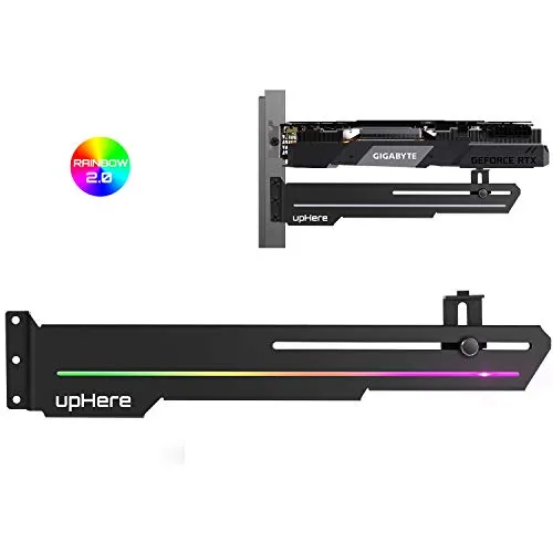 upHere GPU Scheda di Supporto Arcobaleno LED Scheda Grafica Scheda Video per Supporti Supporto a Sfera/Custodia per Frame schede Singole o Doppie，GS05CF