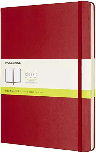 Moleskine Notebook Classic con Pagine Bianche, Taccuino Copertina Rigida e Chiusura ad Elastico, Colore Rosso Scarlatto, Dimensione Extra Large 19 x 25 cm, 192 Pagine