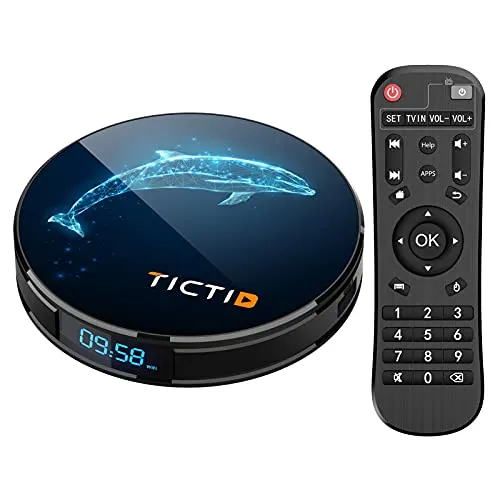 TICTID TV Box Android 10.0,Smart TV Box di Sistema RK3318 4GB 32GB/ Quad Core/ 4k2k H.265 / WiFi /DLNA / HDMI 2.0 / AV / Dolby /4G