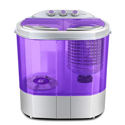 DAND Mini Lavatrice,Lavatrici Slim,con Compartimenti Lavaggio e Centrifuga,Risparmio Energetico e Ldrico,per Appartamenti Dormitori Camera da Letto Balcone Bagno,Transparent Purple