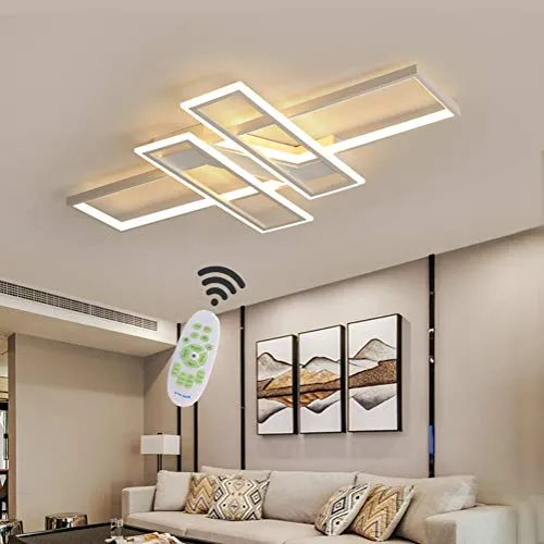 80W LED Lampada da soffitto Moderna Stile Telecomando Dimmer Lampada soggiorno Camera da letto Lampade Plafoniera Metallo Acrilico Design Paralume 3000-6000K Bianco Cucina Bagno Decor LED Plafoniera