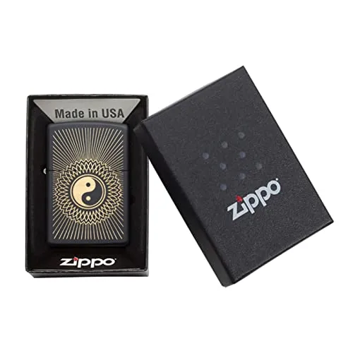 Accendino Zippo® Yin Yang 29423, Accendino Antivento Ricaricabile Zippo, Realizzato in Metallo con Caratteristico "click" Zippo, Color Nero, Made in USA, Ottima Idea Regalo