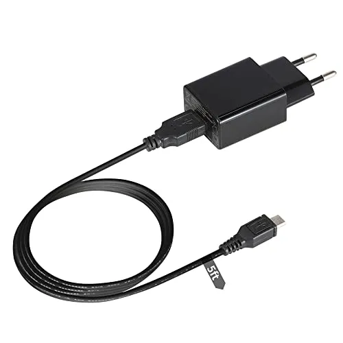 Caricabatterie Micro USB Dericam 5V 2A, Alimentatore CA/CC 5Volt 2000mA per ricarica Smartphone/tablet Android e Home Camera, Cavo di alimentazione 1,5m, Nero