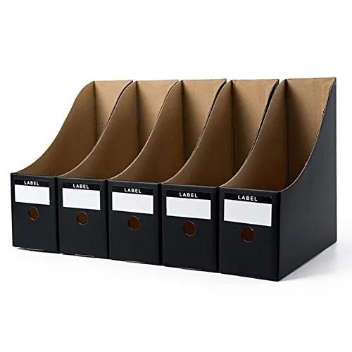 File Holder desktop organizzare, portariviste in cartone, scatole da scrivania carta kraft Storage Holder, 5 pezzi Taglia libera Nero