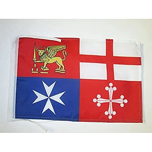 AZ FLAG Bandiera Italia Quattro REPUBBLICHE MARINARE 45x30cm - BANDIERINA Italiana 30 x 45 cm cordicelle