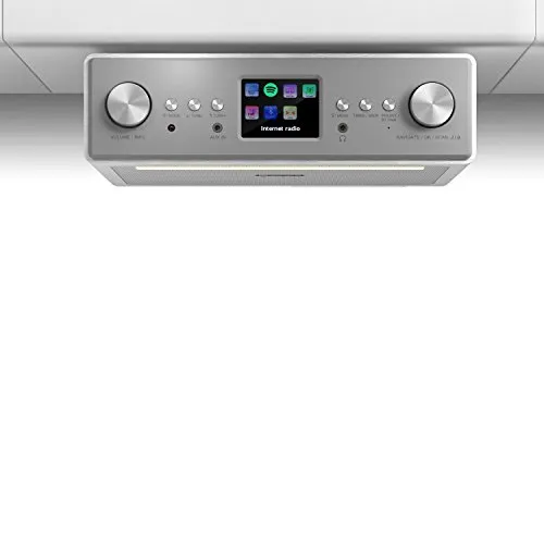 Auna Connect Soundchef - Radio Sottopensile da Cucina, Spotify Connect, Dab+ VHF, Bluetooth, RDS-Feed, Display TFT a Colori, Funzione Sveglia, Equalizzatore, Telecomando, Bianco